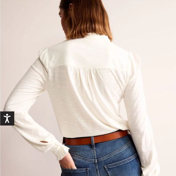 Boden Green and White Carolina Jersey Shirt- 4- like new! - Picture 13 of 13